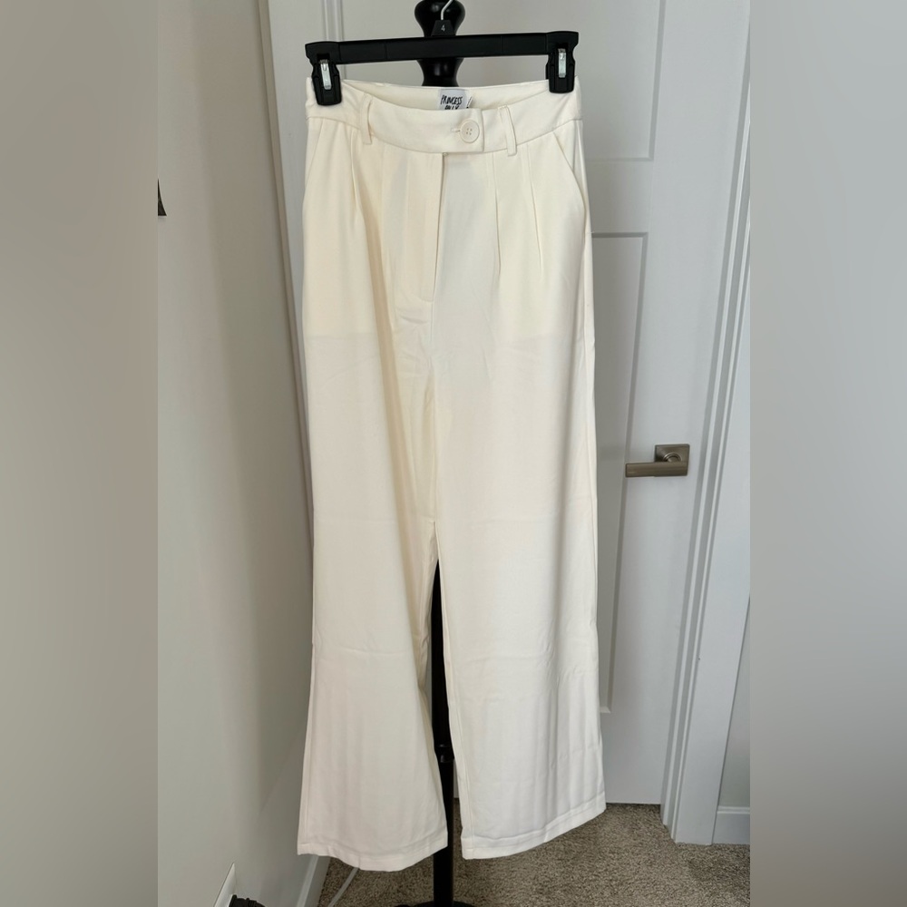 Princess Polly White Wide-Leg Trousers